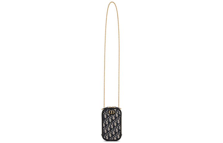 DIOR OBLIQUE30 Montaigne Leather Shoulder Bag, Crossbody Bag, Cell Phone Pouch Women's Blue