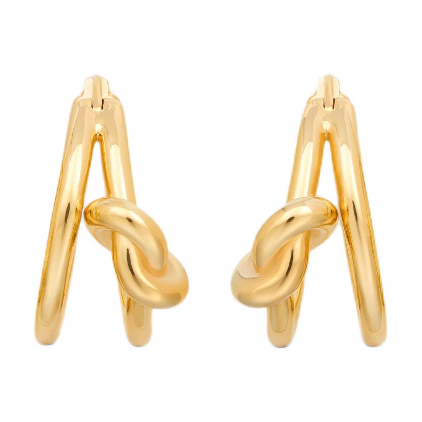 CELINE Knot Double Hoops In Brass With Gold Finish