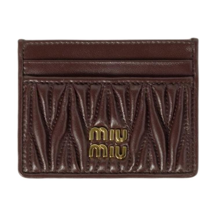 MIU MIU Quilting Nappa Leather Card Holder Women's Briarwood
