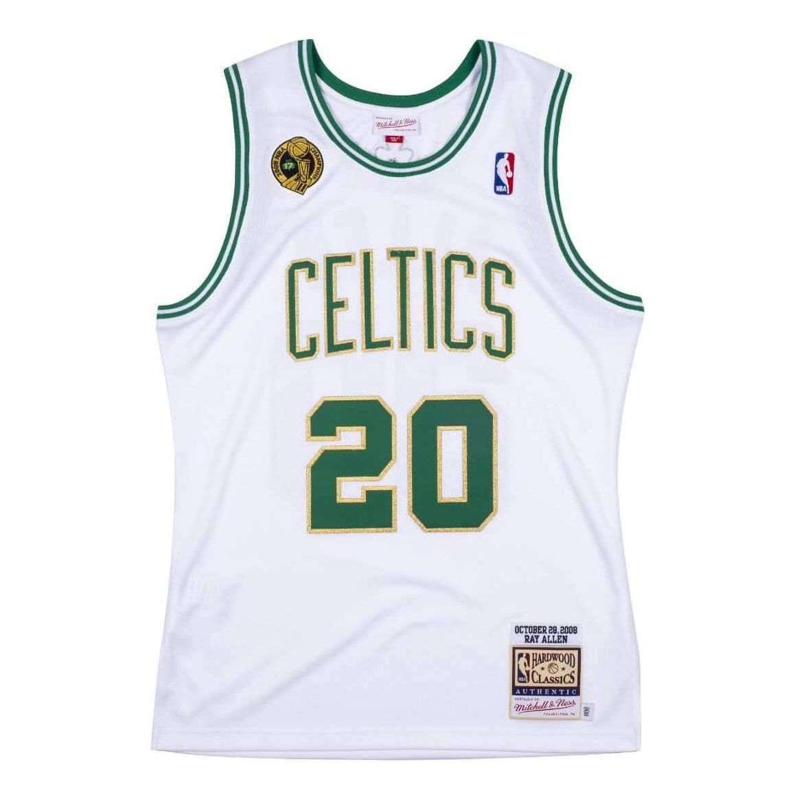 Mitchell & Ness NBA Authentic Jersey Boston Celtics 2008-09 Ray Allen 'White Green' AJY4LG19025-BCEWHIT08RAL