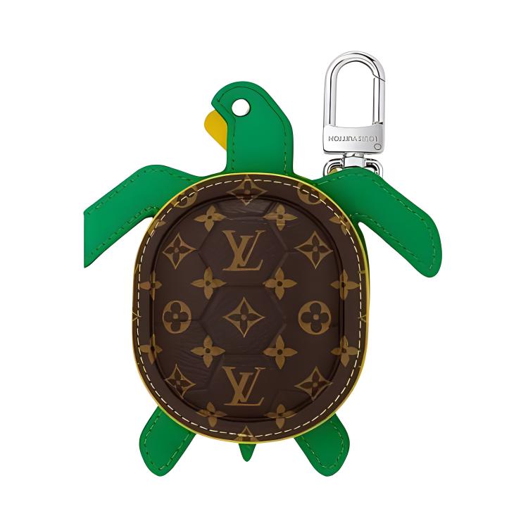 LOUIS VUITTON Leather Pendants Coin Purses Earphone Cases Unisex Green & Brown