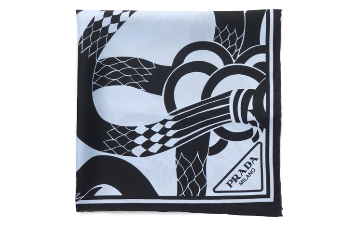 PRADA Silk Scarves Women's Black/Blue