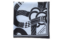 PRADA Silk Scarves Women's Black/Blue