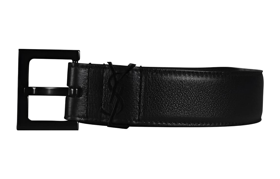 SAINT LAURENT Fashion Solid Color Logo Pin Buckle Leather Belts Women's 2cm