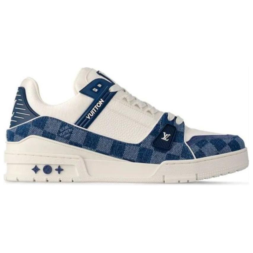 LOUIS VUITTON Trainer Slip-Resistant Low-Top Skateboard Shoes Unisex White Blue