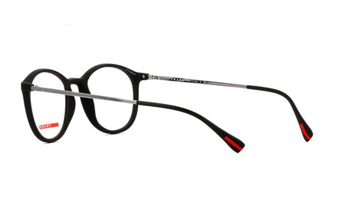 PRADA Rubber Round Eyeglass Frames Men's Black