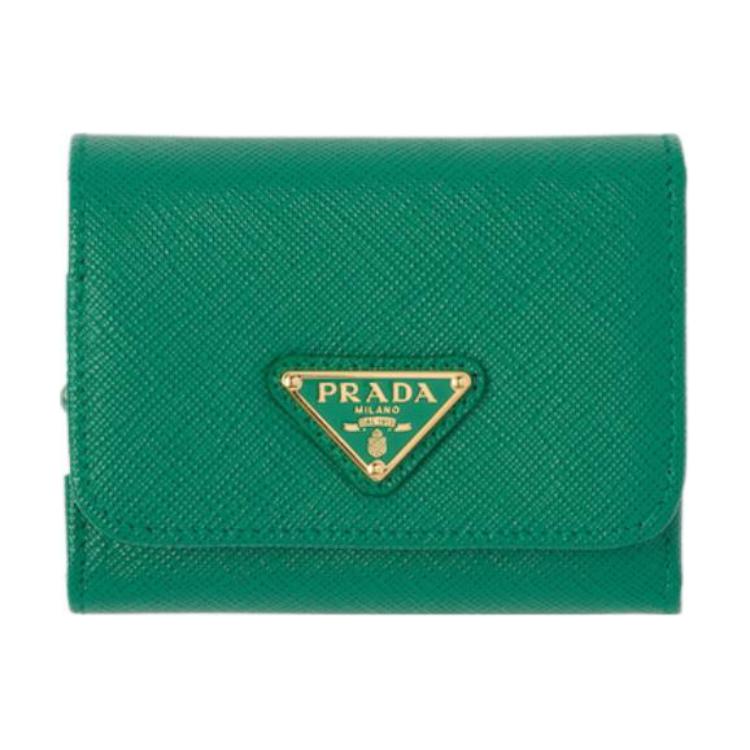 PRADA Cow Leather Wallet Women's Green