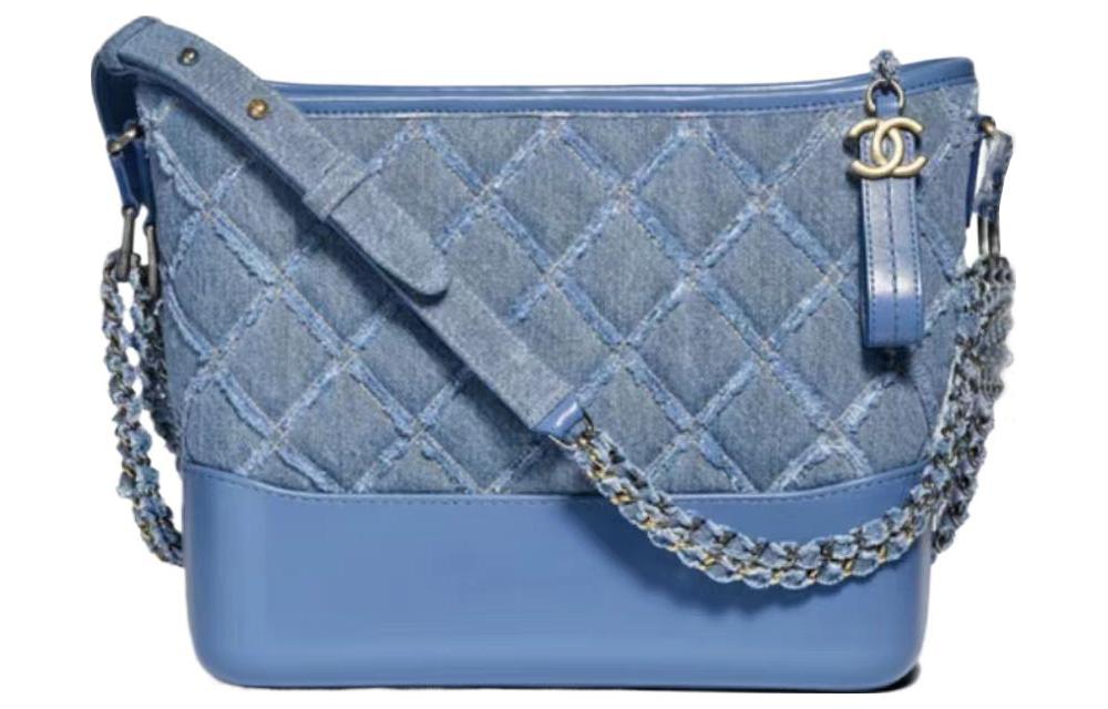 CHANEL Gabrielle Denim Hobo Bag Handbag Shoulder Bag Crossbody Bag Small Size Women's Dark Denim Blue