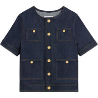 CELINE Cropped Jacket In Raw Wash Denim