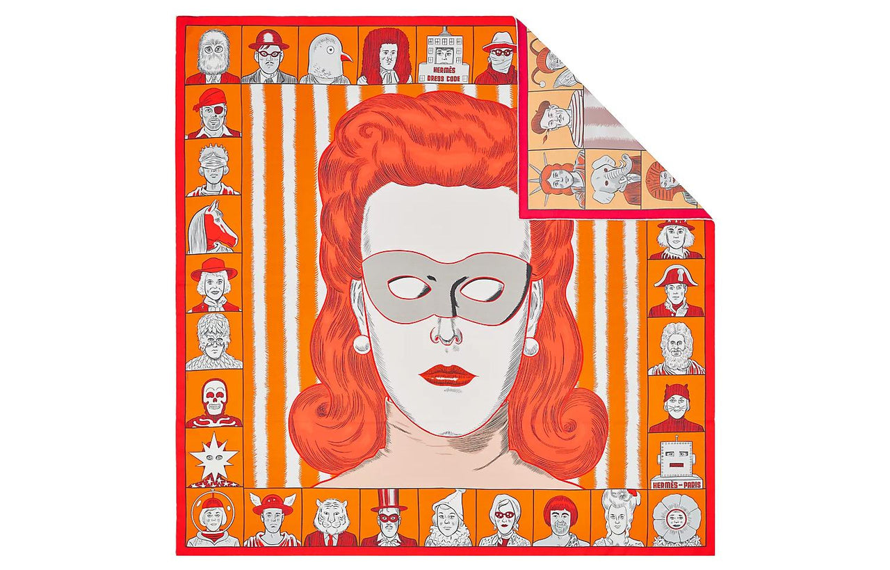 HERMES Silk Scarves Women's Orange