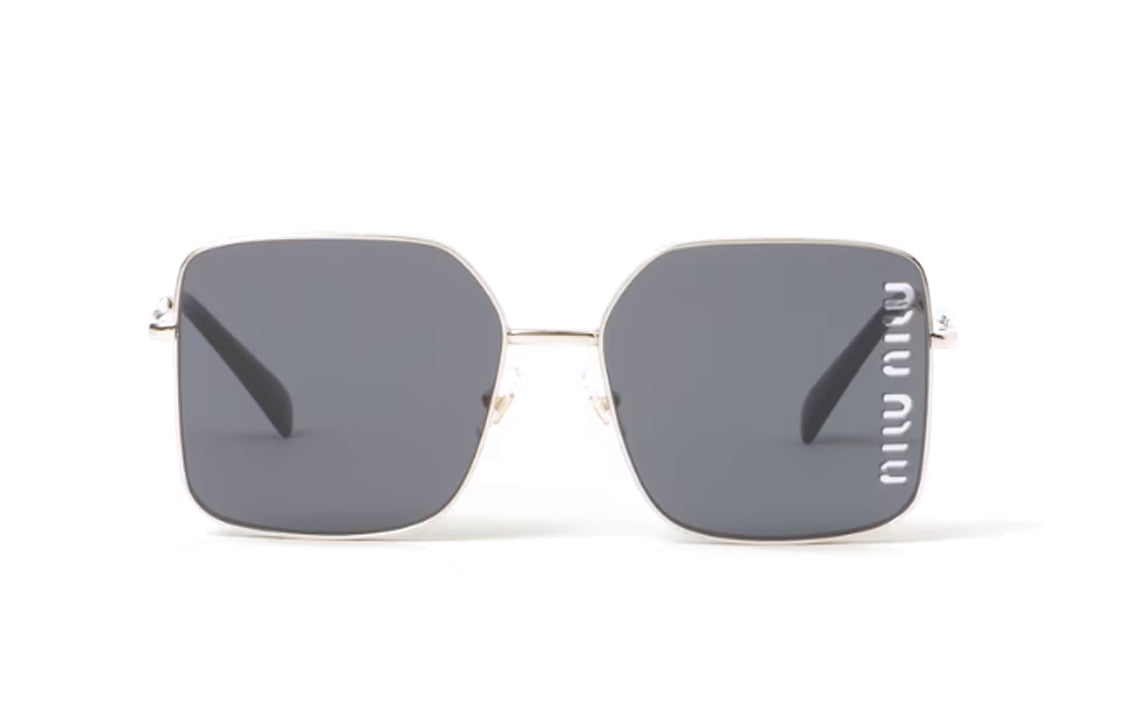MIU MIU Metal Irregular Shape Sunglasses Women's Silver