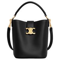 CELINE Cow Leather Bucket Bag, Shoulder Bag, Crossbody Bag, Handbag Trumpets Women's Black