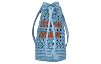MIU MIU Raffia Fiber Bucket Bags Crossbody Bag Shoulder Bag Women's Blue