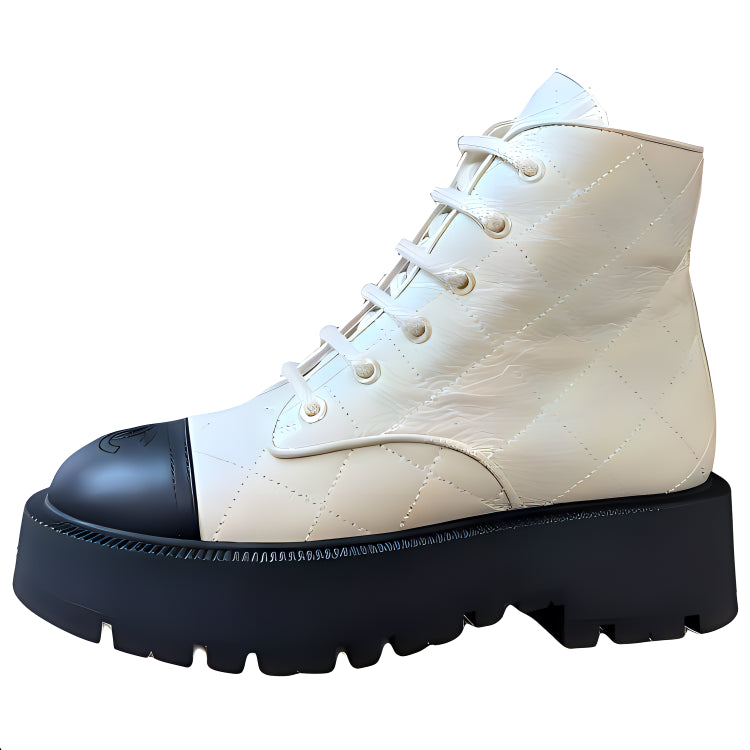 CHANEL Short Martin Boot Women's White