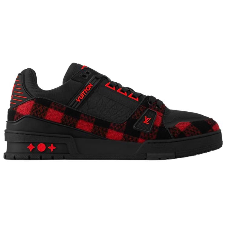 LOUIS VUITTON Trainer Low-Top Skateboard Shoes Men's Black Red