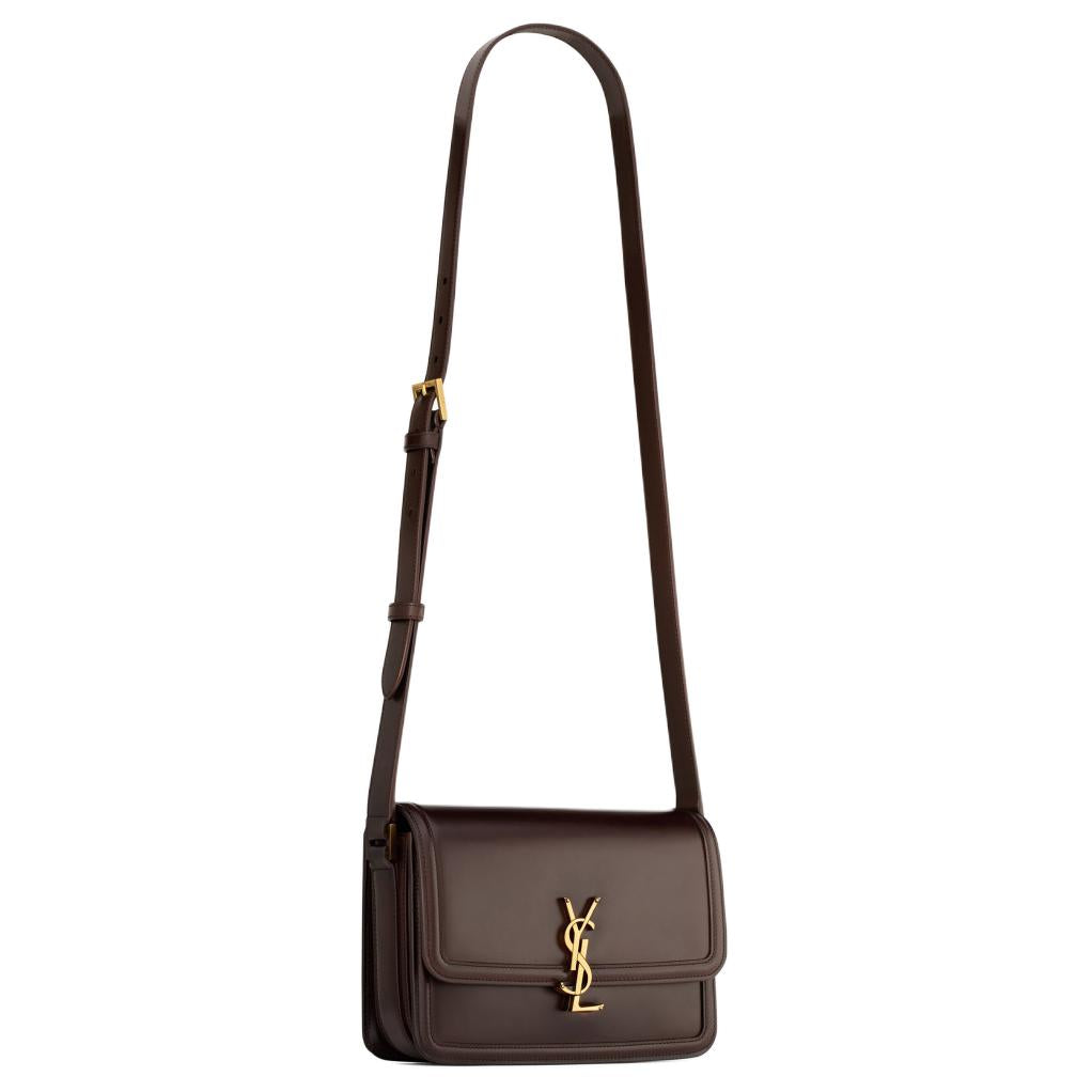 SAINT LAURENT Cow Leather Shoulder Bag, Crossbody Bag Medium Size Women's Dark Chestnut