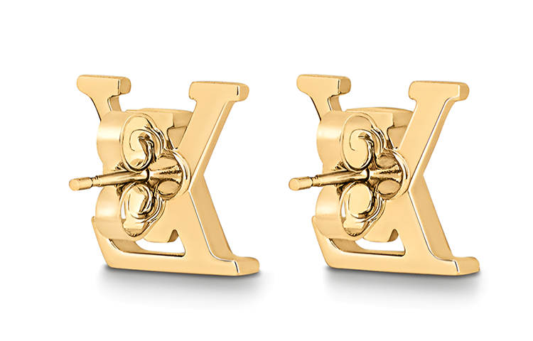 LOUIS VUITTON Metal Stud Earrings Women's Gold