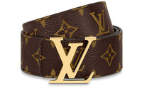 LOUIS VUITTON Monogram Smooth Buckle Cow Leather Leather Belts Men's Brown Width: 4cm