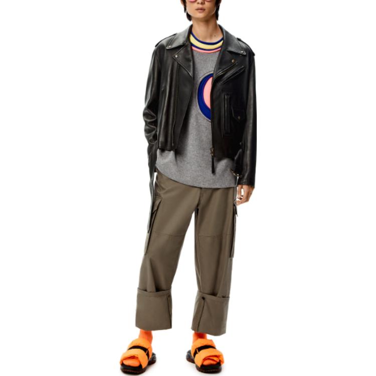 LOEWE Zip-Up Long Sleeved Leather Biker Jacket