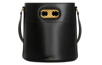 CELINE Triomphe Satin Cow Leather Bucket Bags Crossbody One Shoulder Handbags Women's Black
