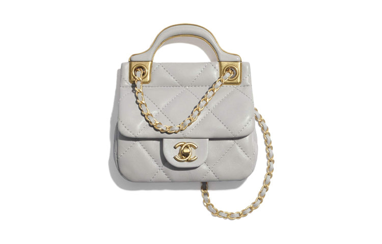 CHANEL Cow Leather Small Waste Bag Mouth Cover Bag Crossbody Shoulder Bag Card Holder Women's Gray