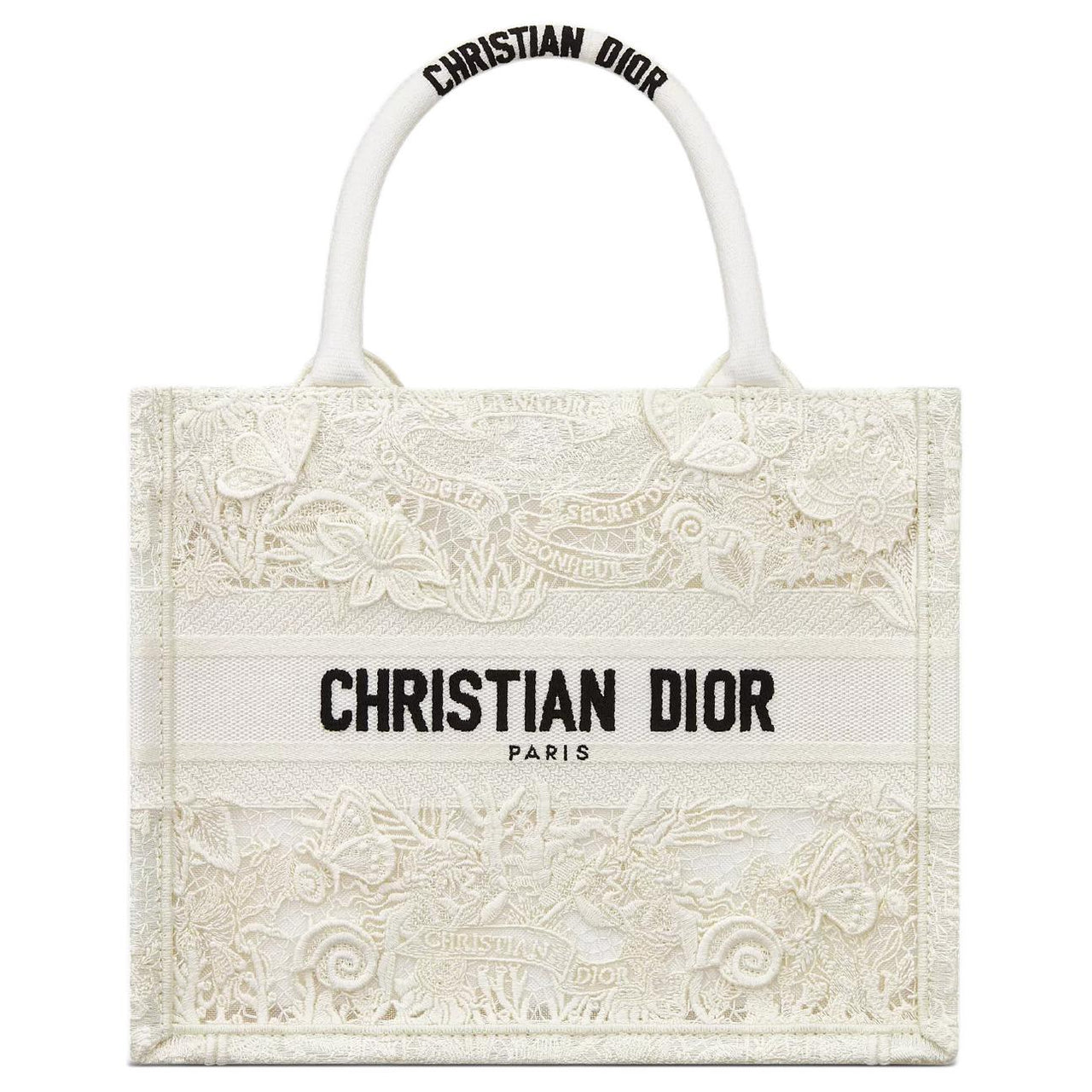 DIOR BookTote Cotton Tote Bag, Shopping Bag, Handbag Trumpets Women's Milk White