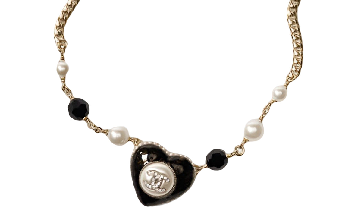 CHANEL Necklaces Women's Black/Gold