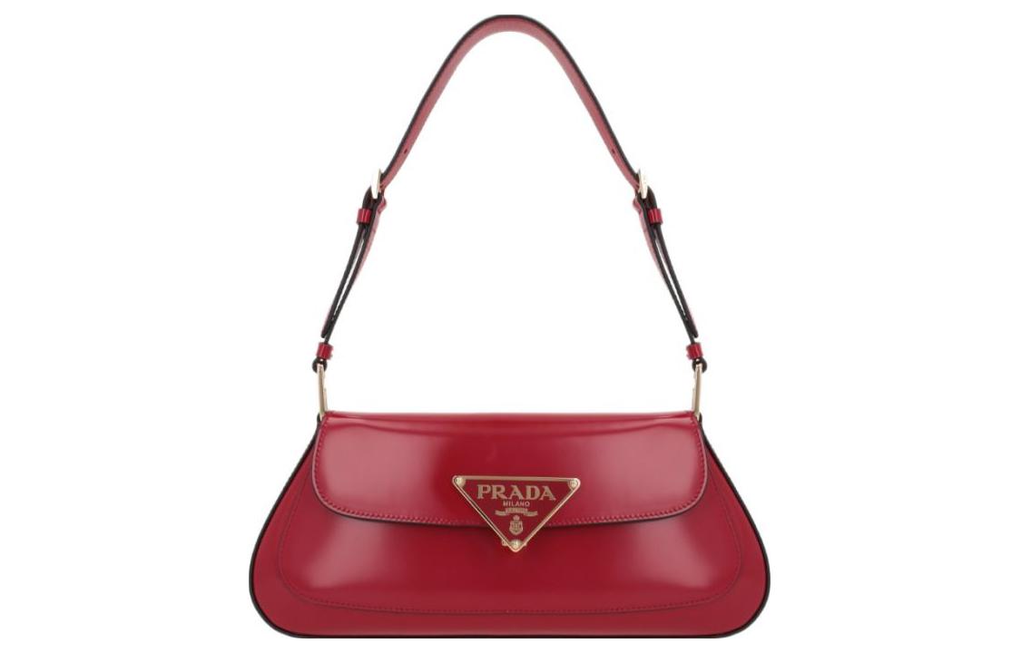 PRADA Calfskin Shoulder Bag Women's Red