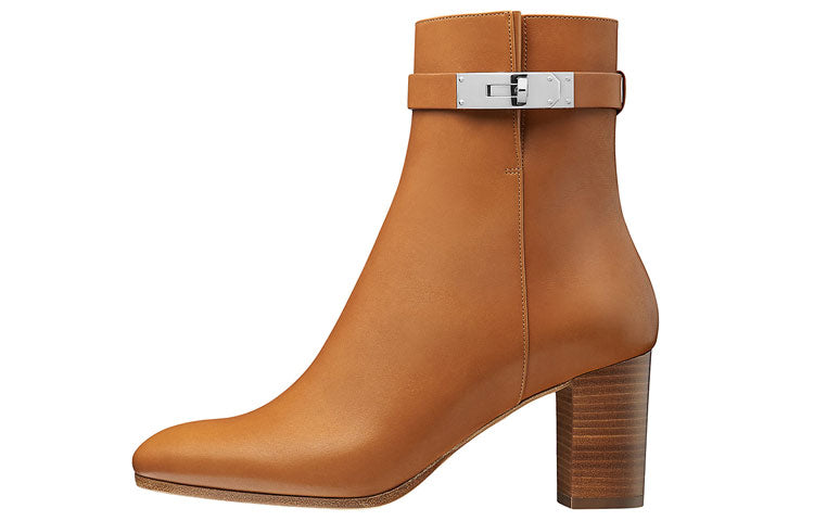 HERMES Saint Germain Ankle Boots 7cm Women's Dark Brown