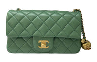 CHANEL Classic Flap CF Sheepskin Flap Bag, Shoulder Bag, Crossbody Bag Women's Green