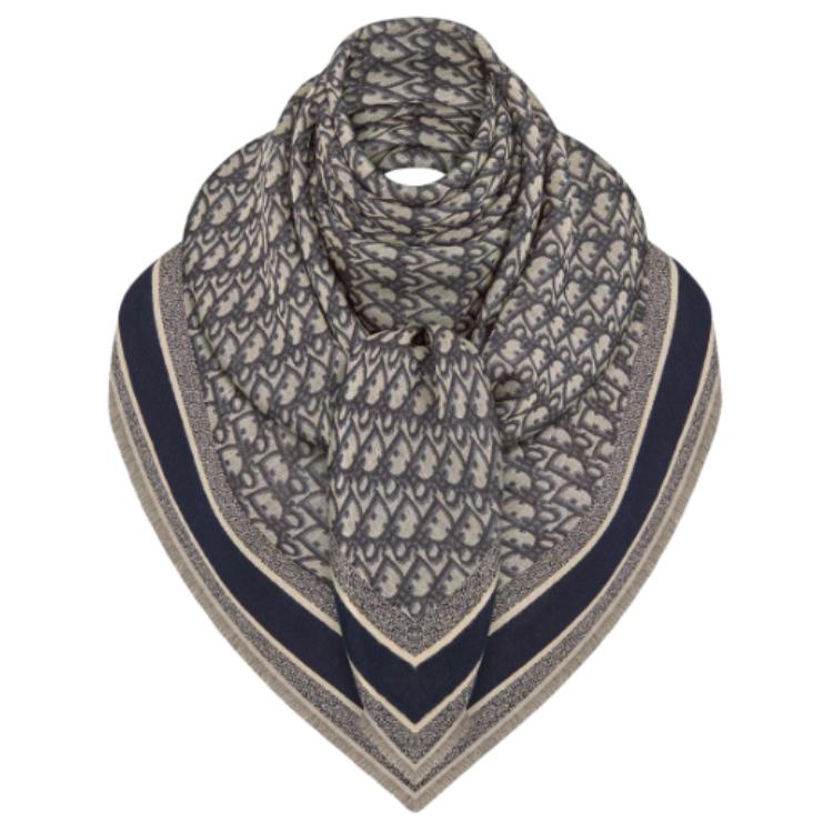 DIOR Wool Shawls Unisex Marine Blue