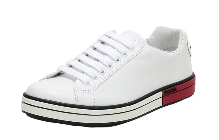 PRADA Badge Leather 'White Red'