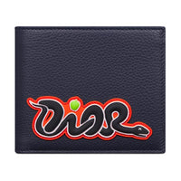 DIOR KAWS Collaboration Cow Leather Wallet Unisex Blue