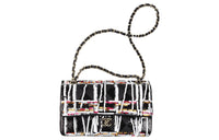 CHANEL Classic Flap CF Embroidered Silk Satin Handbag Shoulder Bag Crossbody Bag Women's Black White Red With Gold