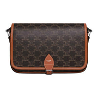 CELINE Cow Leather Messenger Bag Shoulder Bag Crossbody Bag Small Size Men's Tawny