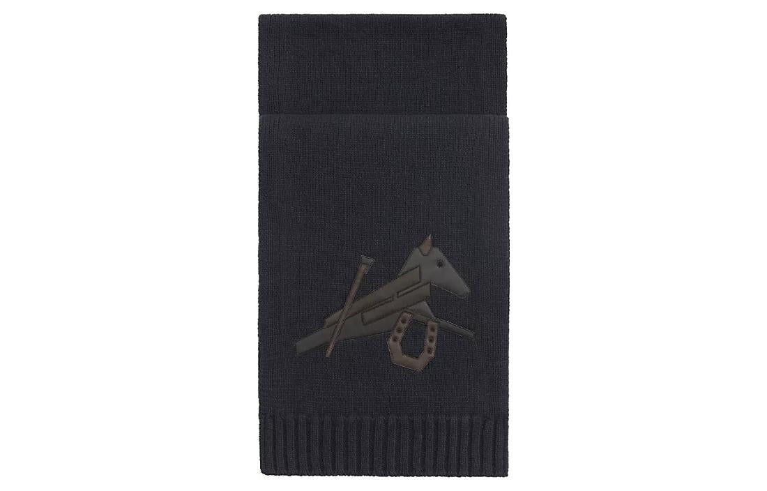 HERMES Knit Scarves Unisex Marine Blue