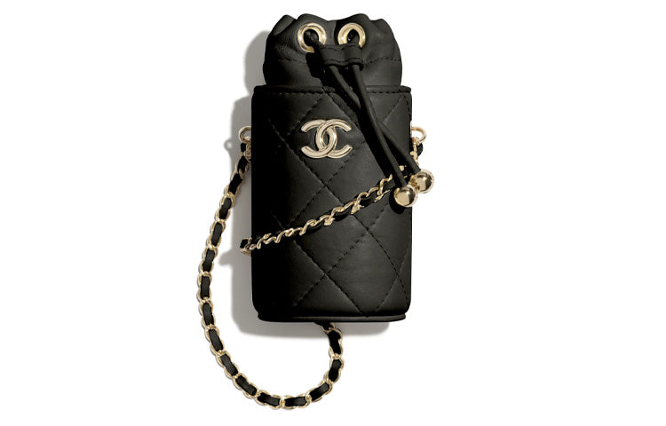 CHANEL Lambskin Bucket Bags Shoulder Bag Crossbody Bag Mini Women's Black