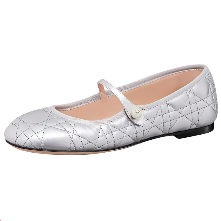 DIOR Dior Ballet Flat Mary Jane Shoes Women's Silver