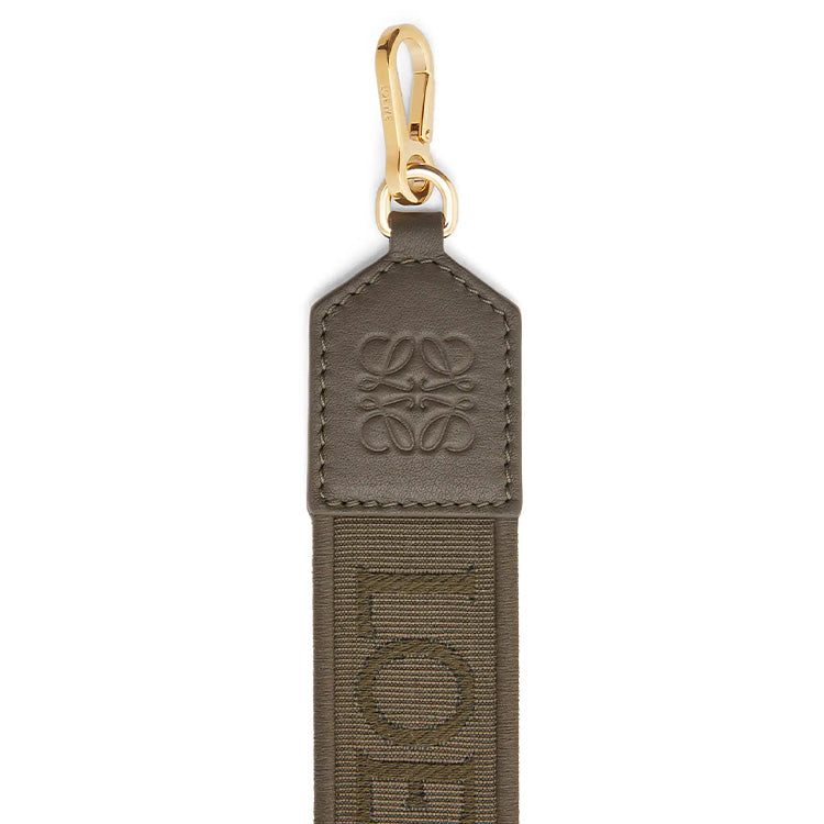 LOEWE Jacquard Fabric With Cow Leather Patchwork Bag Straps Women's Dark Khaki Green