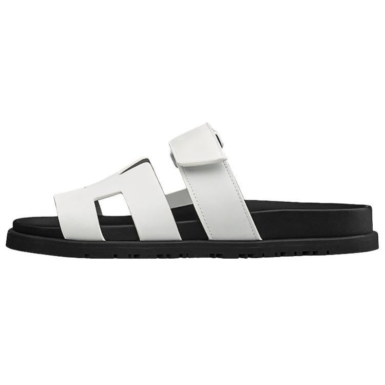 HERMES Chypre Leather Slides Women's