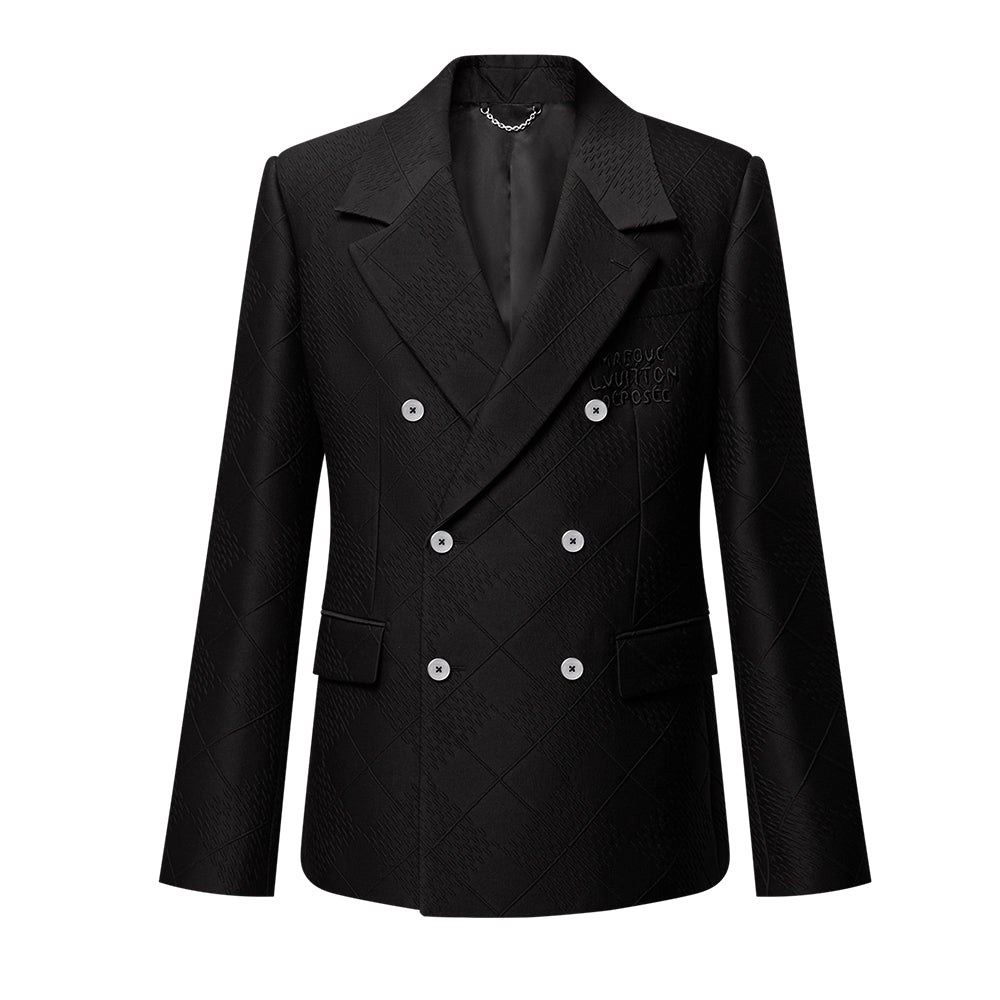 LOUIS VUITTON Double-Breasted Wool-Silk Blend Tailored Jacket