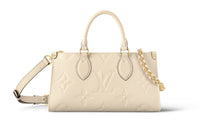 LOUIS VUITTON ONTHEGO Grained Calfskin Shoulder Bag Crossbody Bag Handbag Regular Women's Milk White