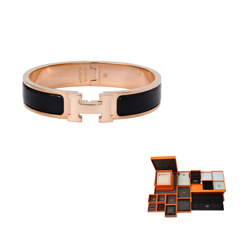 سوار HERMES Clic H Pm باللون الذهبي الوردي