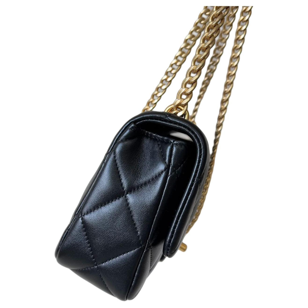 CHANEL Shiny Lambskin Crossbody Bag Shoulder Bag Women's Black