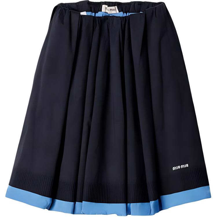 MIU MIU Pleated Poplin Skirt Blu Azzurro