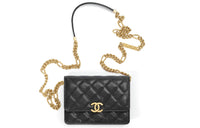 CHANEL Calfskin Chain Clutch Shoulder Bag, Crossbody Bag Women's Black