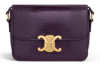 CELINE Triomphe Lizard Skin Shoulder Bag Handbag Shoulder Bag Crossbody Bag Women's Dark Purple