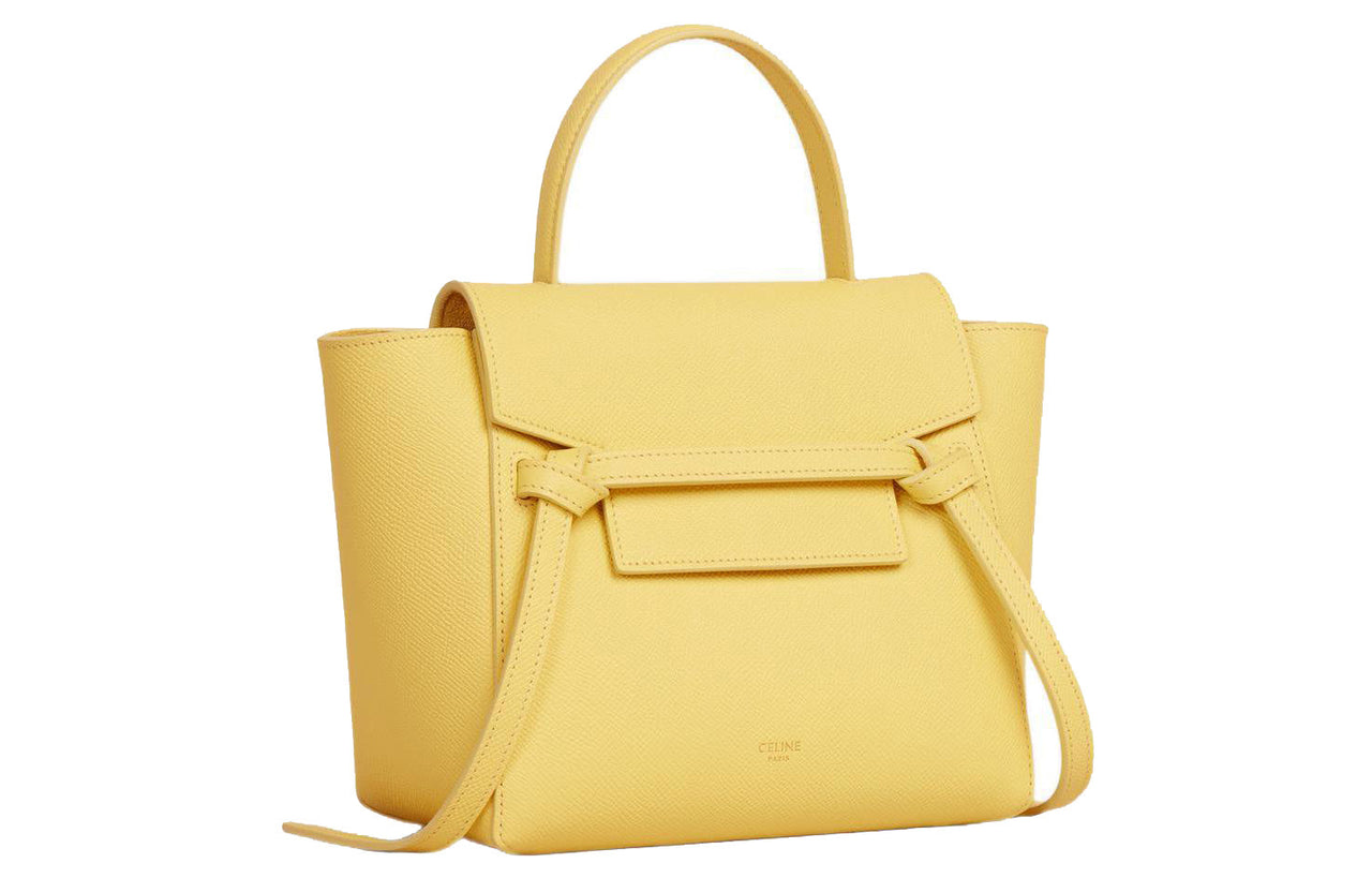 CELINE Grained Calfskin Catfish Bag Handbag Shoulder Bag Crossbody Bag Women's Sophora Flavescens Color/Bright Yellow