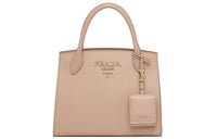 PRADA Leather And Calfskin Shoulder Bag Crossbody Bag Handbag Women's Cameo Brown Beige