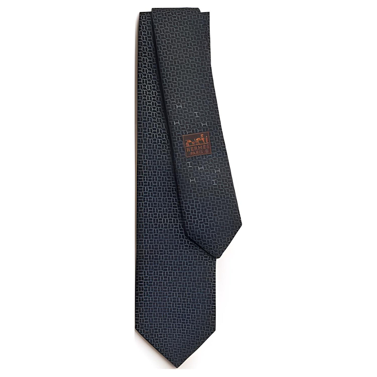 HERMES Silk Ties Men's Black/Charcoal Gray